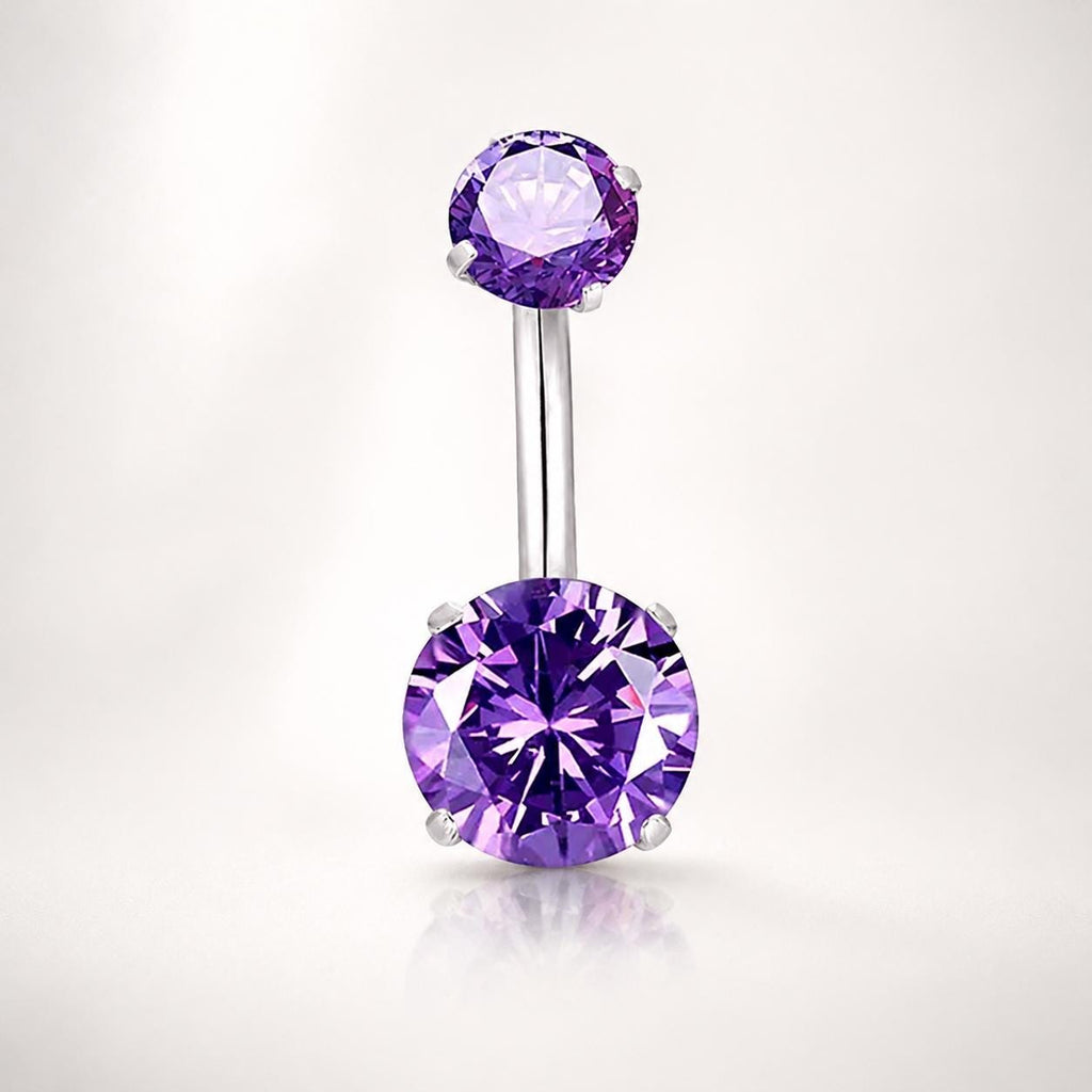 ASTM F136 Titanium Heart Belly Button Ring｜14G Navel Piercing｜Sparkly CZ Double Heart Navel Ring｜Externally Threaded｜ Gift For Her
