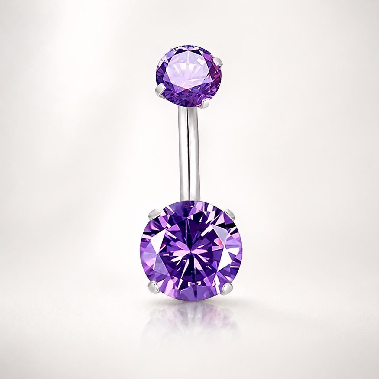 ASTM F136 Titanium Heart Belly Button Ring｜14G Navel Piercing｜Sparkly CZ Double Heart Navel Ring｜Externally Threaded｜ Gift For Her