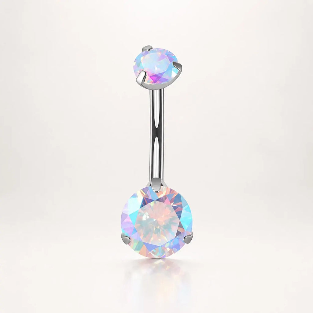 Colorful CZ Titanium Belly Ring
