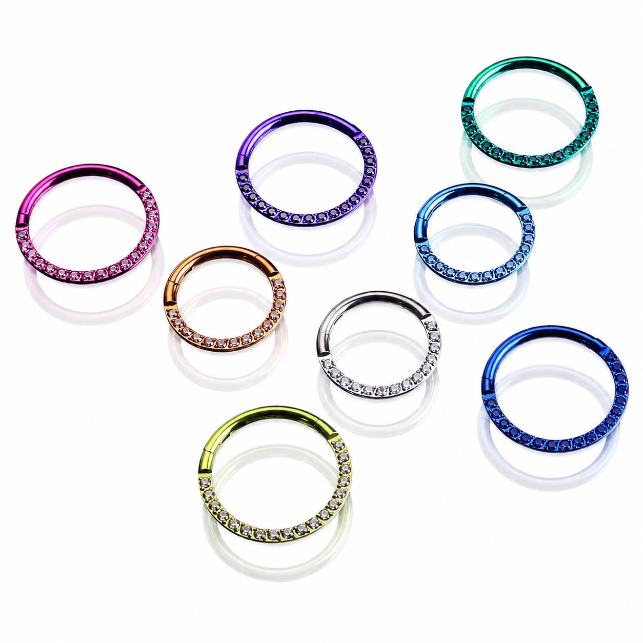 16G Titanium CZ Opal Clicker Ring | Hinged Septum Daith Helix Cartilage Hoop Piercing Jewelry Gift for Her Custom Color - Image 2