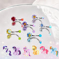 F136 Titanium My Little Pony Gradient Opal Belly Button Ring | 14G Pony Navel Piercing | Hypoallergenic Rose Cut Opal Belly Ring
