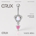 Titanium Opal Heart Belly Button Ring｜14G Navel Piercing｜Pink Heart Dangle Navel Ring｜Y2K Princesscore Jewelry
