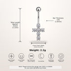 ASTM F136 Titanium Cross Belly Button Ring｜14G Navel Piercing｜CZ Cross Navel Ring｜Externally Threaded｜Gift for Her