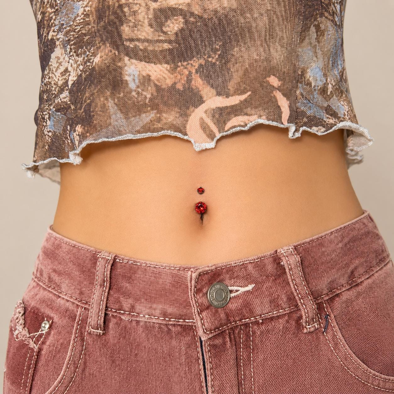 ASTM F136 Titanium Heart Belly Button Ring｜14G Navel Piercing｜Sparkly CZ Double Heart Navel Ring｜Externally Threaded｜ Gift For Her