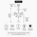 ASTM F136 Titanium Bowknot Belly Button Ring｜14G Navel Piercing｜Dangle Teardrop CZ Navel Ring｜Implant Grade Titanium Jewelry