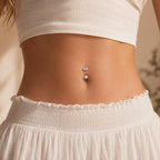 F136 Titanium Butterfly Belly Button Ring ｜ 14G Navel Piercing ｜ CZ Butterfly Navel Ring ｜ Externally Threaded ｜ Gift for Her