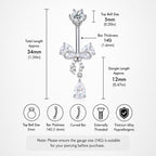 F136 Titanium Butterfly Belly Button Ring ｜ 14G Navel Piercing ｜ CZ Butterfly Navel Ring ｜ Externally Threaded ｜ Gift for Her