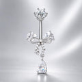 F136 Titanium Butterfly Belly Button Ring ｜ 14G Navel Piercing ｜ CZ Butterfly Navel Ring ｜ Externally Threaded ｜ Gift for Her