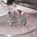 ASTM F136 Titanium Floral Belly Button Ring｜14G Navel Piercing｜CZ Crystal Flower Navel Jewelry｜Externally Threaded｜Gift for Her