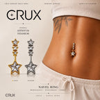 ASTM F136 Titanium Star Belly Button Ring｜14G Navel Piercing｜CZ Star Dangle Navel Ring｜Externally Threaded｜Y2K Jewelry
