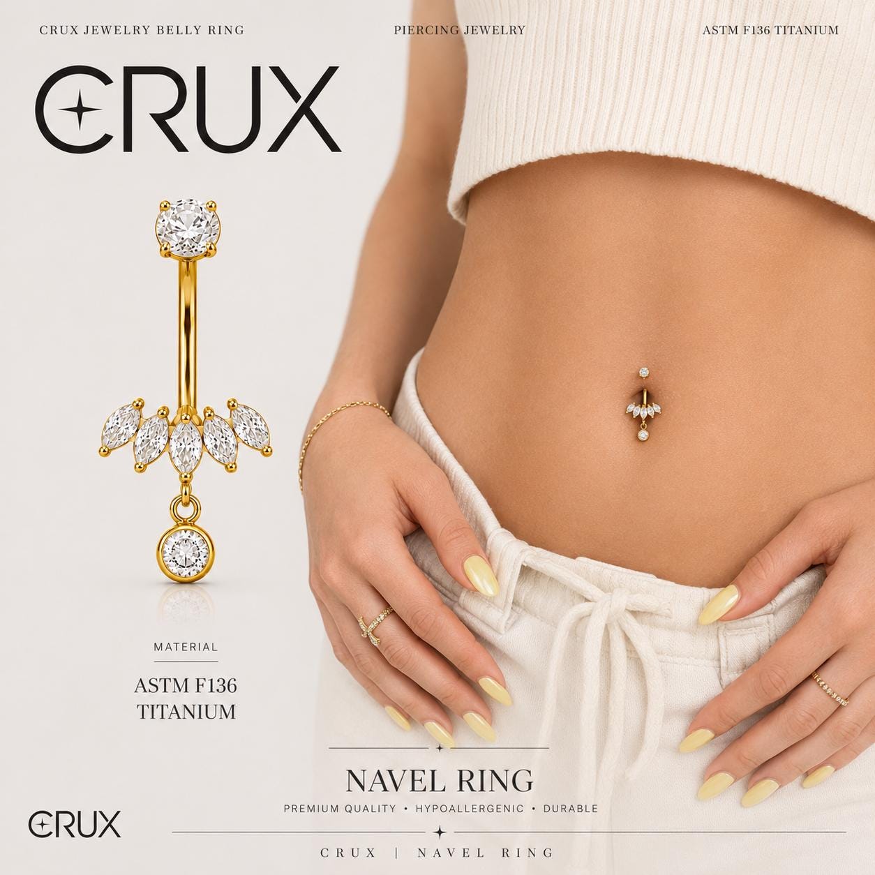 ASTM F136 Titanium Leaf Belly Button Ring｜14G Navel Piercing｜CZ Leaf Dangle Navel Ring｜Externally Threaded｜Y2K Jewelry