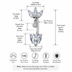 ASTM F136 Titanium Leaf Dangle Belly Ring｜14G Navel Piercing｜CZ Heart Crystal Navel Jewelry｜Externally Threaded｜Gift for Her