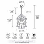 ASTM F136 Titanium Crown Belly Button Ring｜14G Navel Piercing｜CZ Chandelier Dangle Navel Ring｜Externally Threaded｜Gothic Jewelry