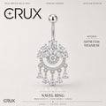 ASTM F136 Titanium Crown Belly Button Ring｜14G Navel Piercing｜CZ Chandelier Dangle Navel Ring｜Externally Threaded｜Gothic Jewelry