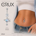 ASTM F136 Titanium Planet Belly Button Ring｜14G Navel Piercing｜Opal Moon Star Dangle Navel Ring｜Gift For Her