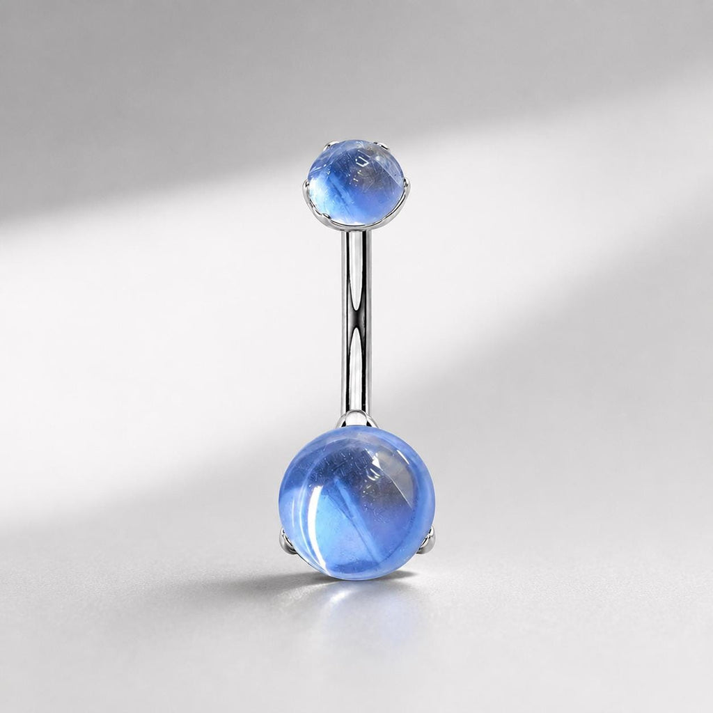 Anti Gravity Belly Button Ring｜F136 Titanium Navel Piercing｜Blue Opal Cat Eye Belly Jewelry｜Internally Threaded Navel Ring｜Y2K Body Jewelry