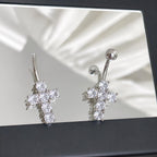 ASTM F136 Titanium Cross Belly Button Ring｜14G Navel Piercing｜CZ Cross Navel Ring｜Externally Threaded｜Gift for Her