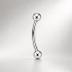 Chain Eyebrow Piercing Jewelry ASTM F136 Titanium 16G | Silver Ball Curved Barbell Brow Ring | Punk Rook Vertical Labret Jewelry