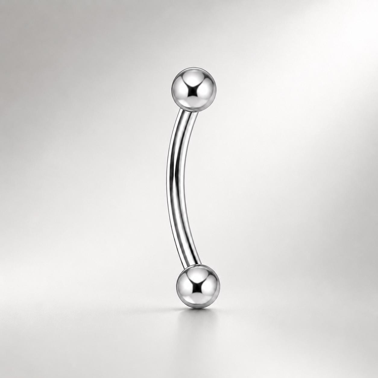 Chain Eyebrow Piercing Jewelry ASTM F136 Titanium 16G | Silver Ball Curved Barbell Brow Ring | Punk Rook Vertical Labret Jewelry