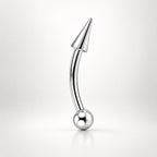 Chain Eyebrow Piercing Jewelry ASTM F136 Titanium 16G | Silver Ball Curved Barbell Brow Ring | Punk Rook Vertical Labret Jewelry