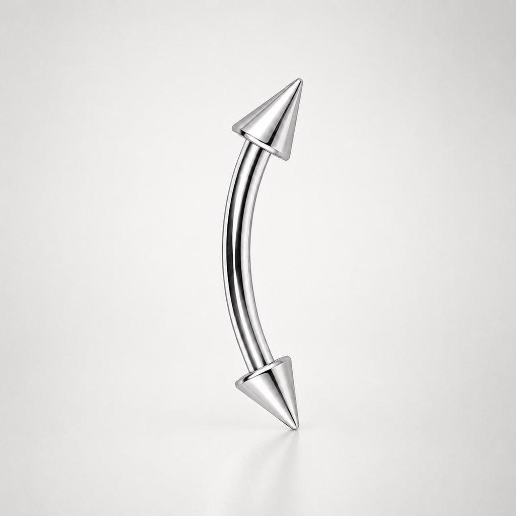 Chain Eyebrow Piercing Jewelry ASTM F136 Titanium 16G | Silver Ball Curved Barbell Brow Ring | Punk Rook Vertical Labret Jewelry