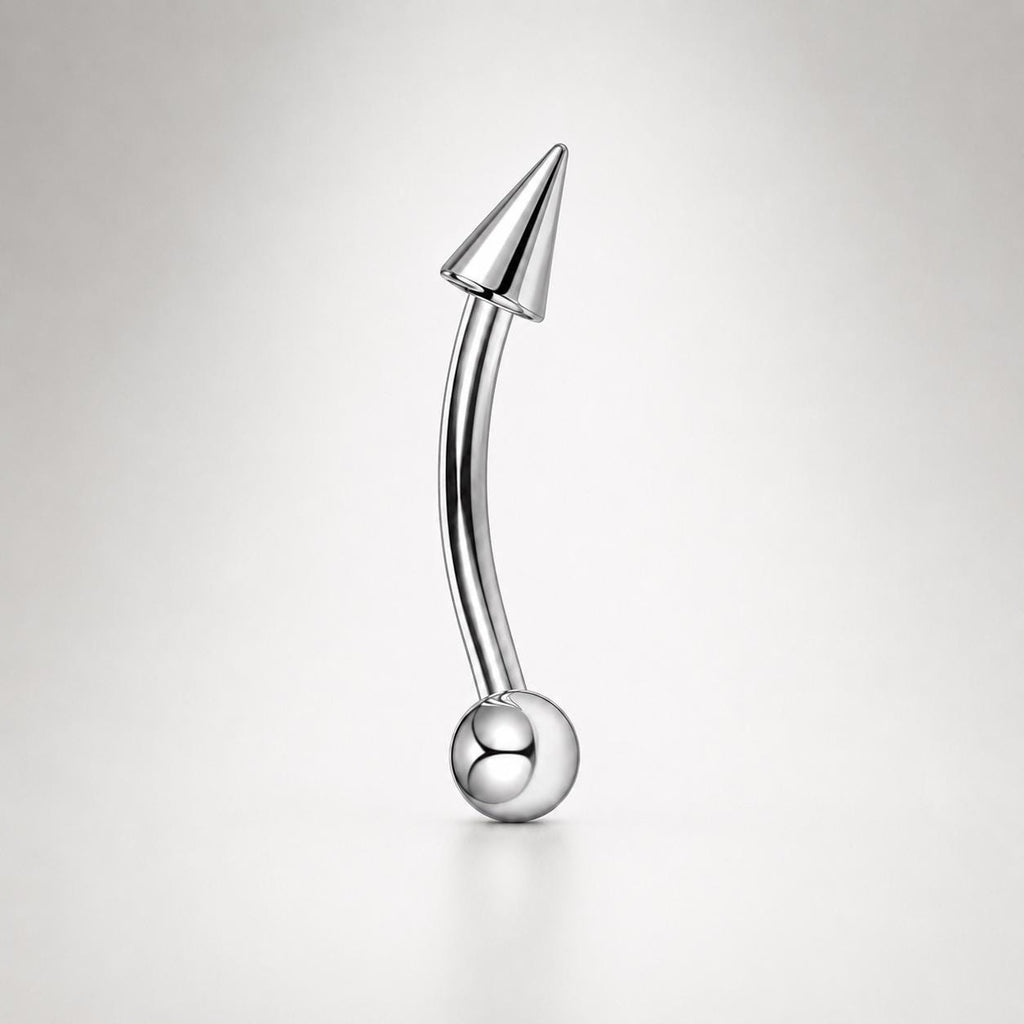 Chain Eyebrow Piercing Jewelry ASTM F136 Titanium 16G | Silver Ball Curved Barbell Brow Ring | Punk Rook Vertical Labret Jewelry