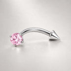 ASTM F136 Titanium Spike CZ Eyebrow Ring, 16G Curved Barbell, Clear Gem Cone Brow Piercing Jewelry, Rook Vertical Labret