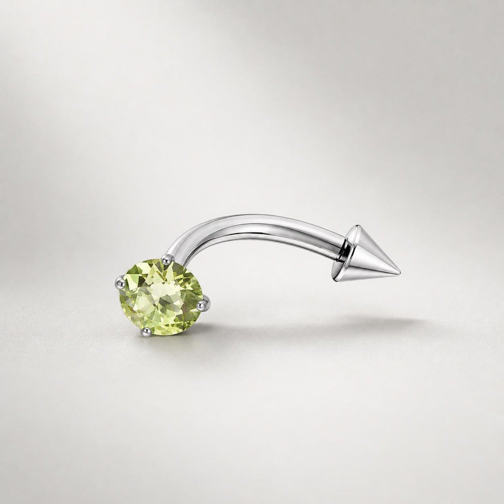 ASTM F136 Titanium Spike CZ Eyebrow Ring, 16G Curved Barbell, Clear Gem Cone Brow Piercing Jewelry, Rook Vertical Labret