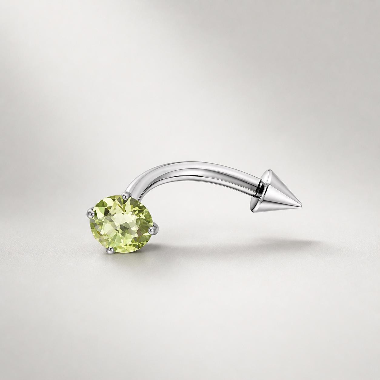ASTM F136 Titanium Spike CZ Eyebrow Ring, 16G Curved Barbell, Clear Gem Cone Brow Piercing Jewelry, Rook Vertical Labret