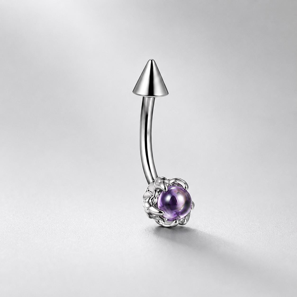 ASTM F136 Titanium Dragon Claw Eyebrow Ring, 16G Curved Barbell, Gemstone Spike Brow Piercing Jewelry, Gothic Rook Vertical Labret