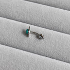 ASTM F136 Titanium Planet Opal Eyebrow Ring, 16G Curved Barbell, Saturn Orbit Cone Spike Brow Piercing Jewelry, Celestial Rook Labret