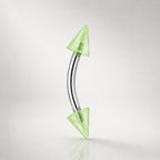 ASTM F136 Titanium Acrylic Spike Eyebrow Ring, 16G Curved Barbell, Colorful Cone Brow Piercing Jewelry, Y2K Rook Labret