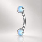 ASTM F136 Titanium Moonstone Eyebrow Ring, 16G Curved Barbell, Opal Ball Brow Piercing Jewelry, Rook Vertical Labret