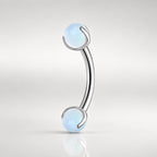 ASTM F136 Titanium Moonstone Eyebrow Ring, 16G Curved Barbell, Opal Ball Brow Piercing Jewelry, Rook Vertical Labret