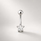 ASTM F136 Titanium Star Eyebrow Ring, 16G Curved Barbell, CZ Star Brow Piercing Jewelry, Pink Clear Blue Rook Vertical Labret