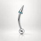 ASTM F136 Titanium Spike Eyebrow Ring, 16G Curved Barbell, CZ Paved Cone Brow Piercing Jewelry, Rook Vertical Labret