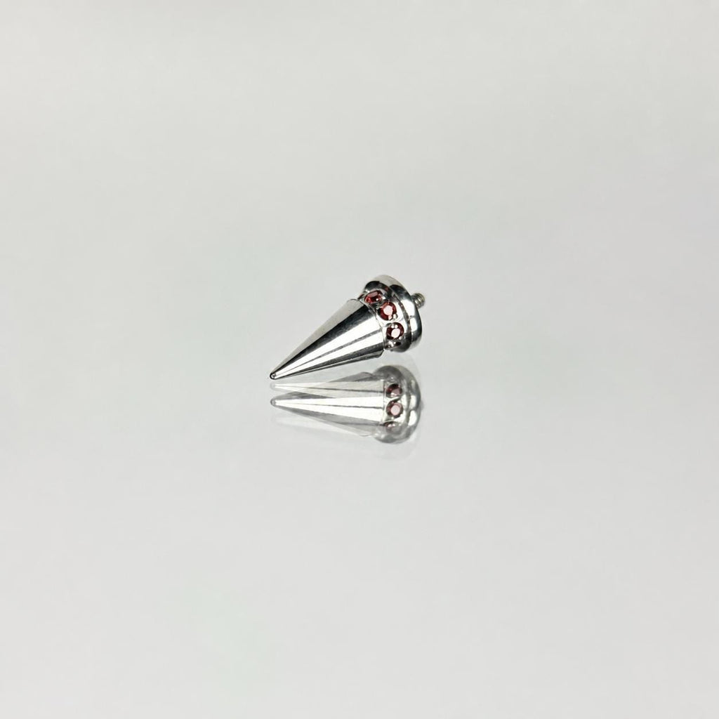 ASTM F136 Titanium Spike Eyebrow Ring, 16G Curved Barbell, CZ Paved Cone Brow Piercing Jewelry, Rook Vertical Labret