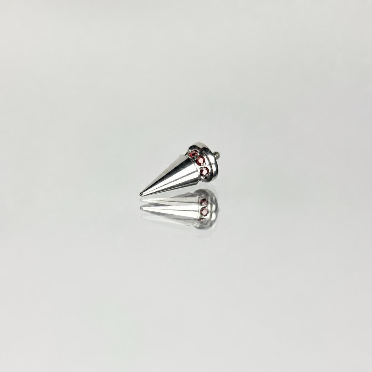 ASTM F136 Titanium Spike Eyebrow Ring, 16G Curved Barbell, CZ Paved Cone Brow Piercing Jewelry, Rook Vertical Labret