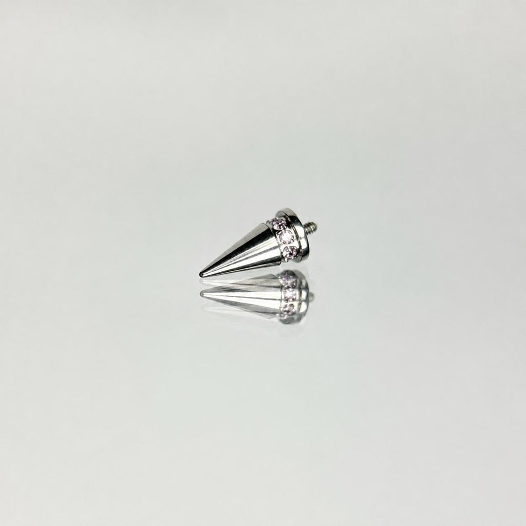 ASTM F136 Titanium Spike Eyebrow Ring, 16G Curved Barbell, CZ Paved Cone Brow Piercing Jewelry, Rook Vertical Labret