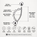 ASTM F136 Titanium Chain Eyebrow Ring, 16G Curved Barbell, Silver Ball Chain Brow Piercing Jewelry, Punk Rook Vertical Labret