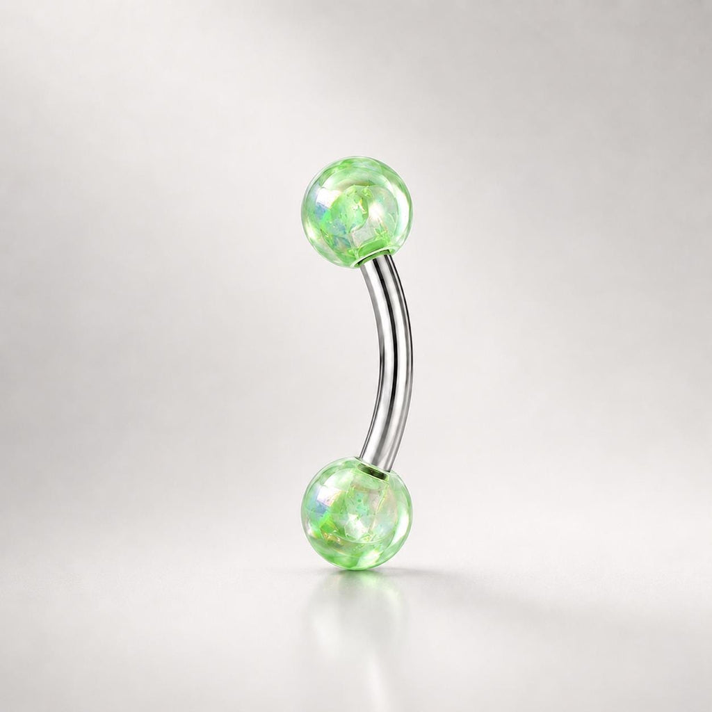 ASTM F136 Titanium Candy Color Eyebrow Ring, 16G Curved Barbell, Acrylic Ball Brow Piercing Jewelry, Rook Vertical Labret