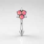 ASTM F136 Titanium Flower Eyebrow Ring, 16G Straight Barbell, Multi Color CZ Floral Brow Piercing Jewelry, Rook Helix Vertical Labret