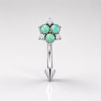 ASTM F136 Titanium Flower Eyebrow Ring, 16G Straight Barbell, Multi Color CZ Floral Brow Piercing Jewelry, Rook Helix Vertical Labret