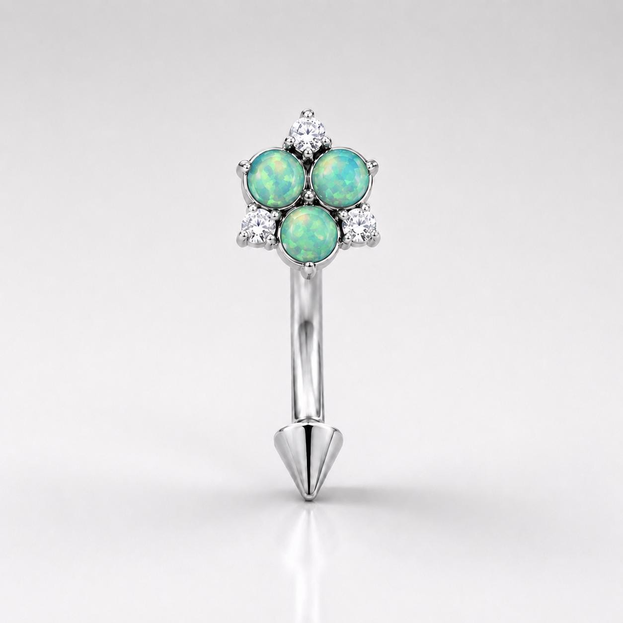 ASTM F136 Titanium Flower Eyebrow Ring, 16G Straight Barbell, Multi Color CZ Floral Brow Piercing Jewelry, Rook Helix Vertical Labret