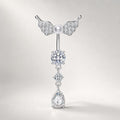 ASTM F136 Titanium Angel Wing Belly Button Ring｜14G Navel Piercing｜Dangle CZ Navel Ring｜Implant Grade Titanium Jewelry