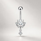 ASTM F136 Titanium Heart Belly Button Ring｜14G Navel Piercing｜Pink Heart CZ Dangle Belly Ring｜Implant Grade Hypoallergenic Body Jewelry