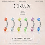 ASTM F136 Titanium Candy Color Eyebrow Ring, 16G Curved Barbell, Acrylic Ball Brow Piercing Jewelry, Rook Vertical Labret