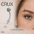 ASTM F136 Titanium Moss Agate Eyebrow Ring｜16G Curved Barbell｜Green Gem Spike Brow Piercing｜Celestial Jewelry