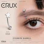 ASTM F136 Titanium Star Eyebrow Ring, 16G Curved Barbell, Silver Star Brow Piercing Jewelry, Externally Threaded, Y2K Rook Vertical Labret