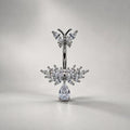ASTM F136 Titanium CZ Butterfly Belly Ring｜14G Navel Piercing｜Sparkly Dangle Navel Jewelry｜Externally Threaded｜Fairycore Jewelry